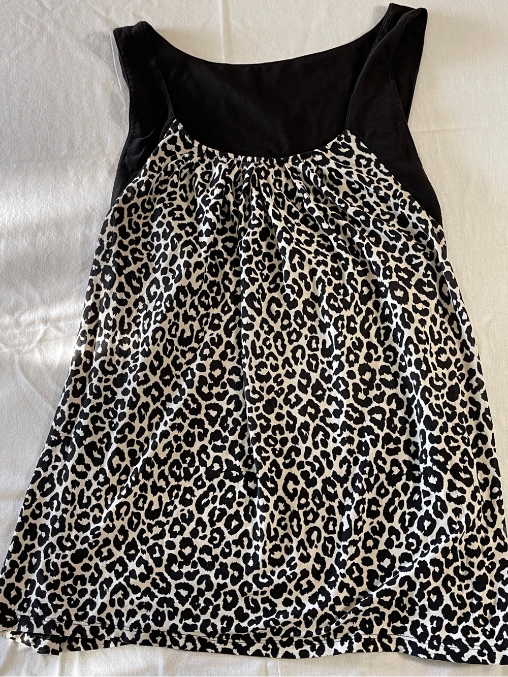 Black/White Leopard Print Summer or Layering Top/Tank. Stretchy & Comfy.